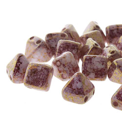 Pyramid Stud 6mm White Terracotta Purple-25Bds/St- 6St/Bg
