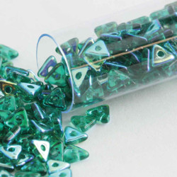 Tri Beads 4.6X1.3mm Emerald Ab -Apprx 9Gm/Tb